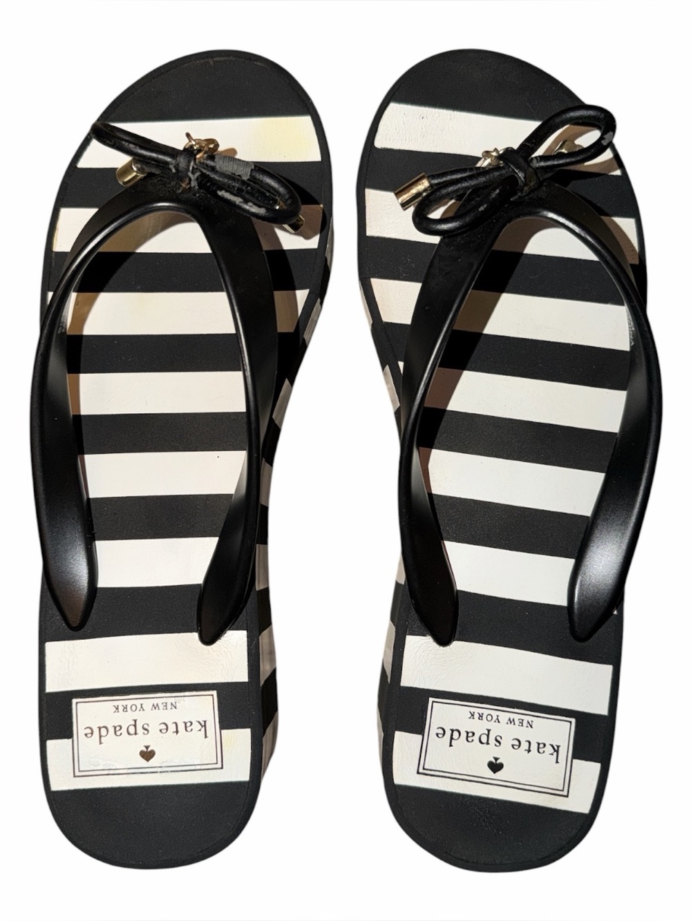 Kate Spade Wedge Thong Sandals Platform Women’s Size 7 Preppy Nautical Chic - Picture 2 of 9